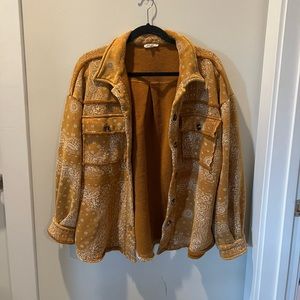 Easel Mustard Yellow Vintage Inspired Patterned Jacket